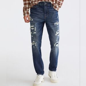 Aeropostale Mens Premium Athletic Skinny Jeans Blue Distressed Size 32X30